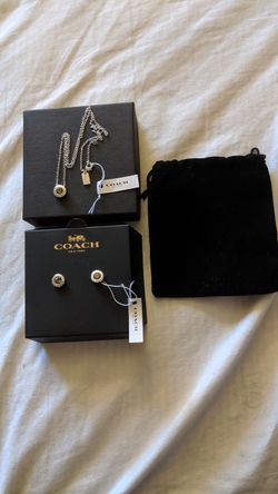 Authentic New in Box Coach Necklace & Matching Earrings
