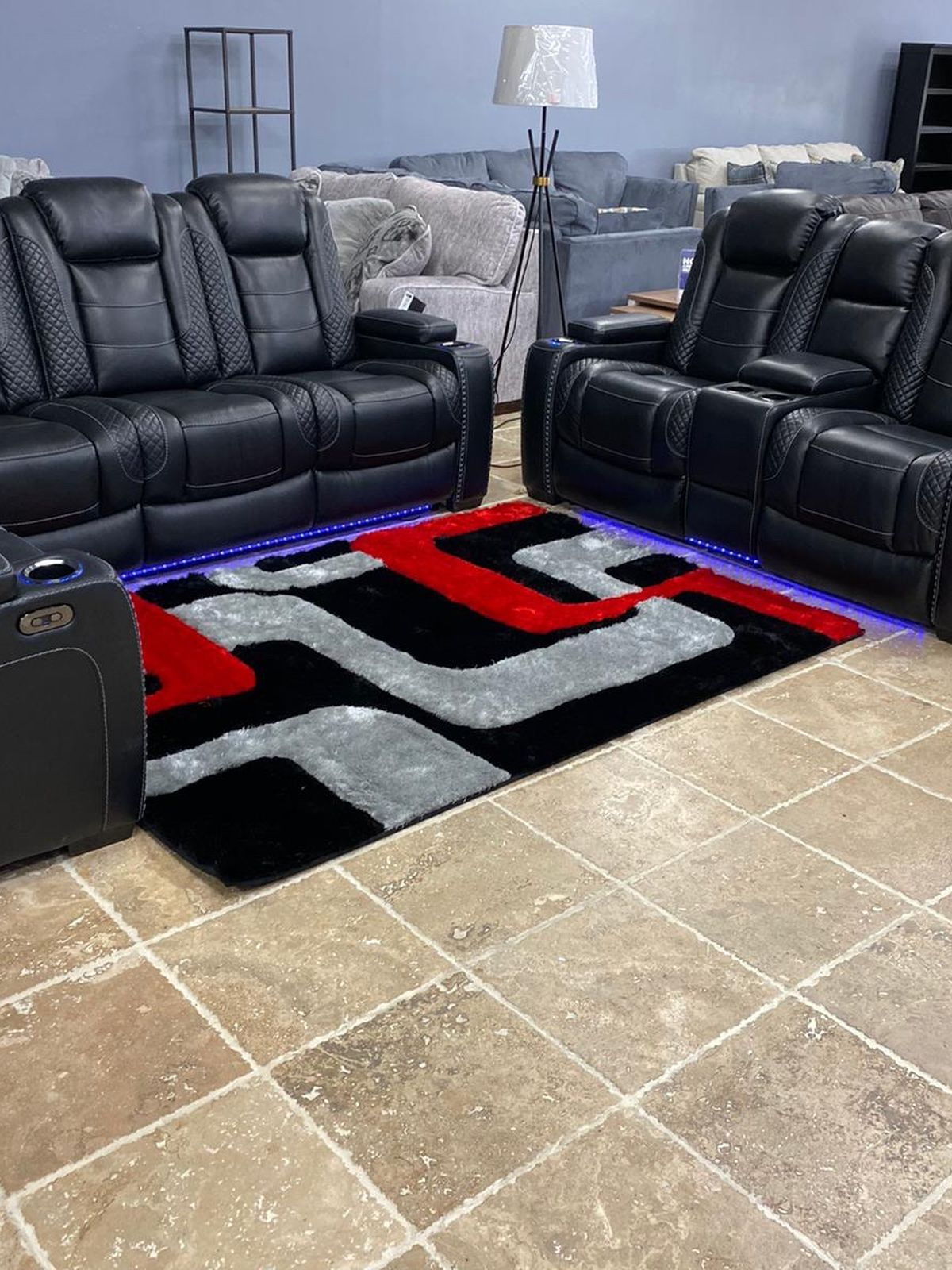 Party Time Wh LED Power Reclining Living Room Set with Adjustable