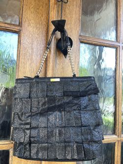 RARE! KATE SPADE NEW YORK PLISSE PRITI SHOPPER LEATHER BLACK METALLIC TOTE