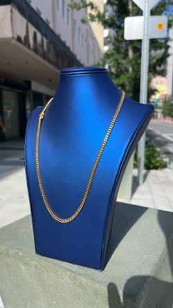 Gus Villa Jewelry Machine Made Miami Cuban Link Chain 4MM 26” 14k Gold Over .925 Silver
