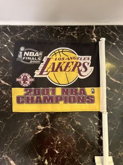 Vintage Los Angeles Lakers 2001 Championship Flag Car Window
