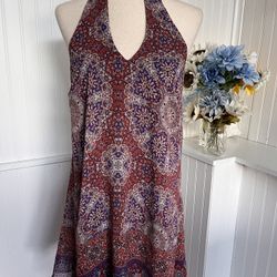 Bohemian Paisley Multicolored Beaded Choker Sleeveless Mini Dress Size: M Speechless