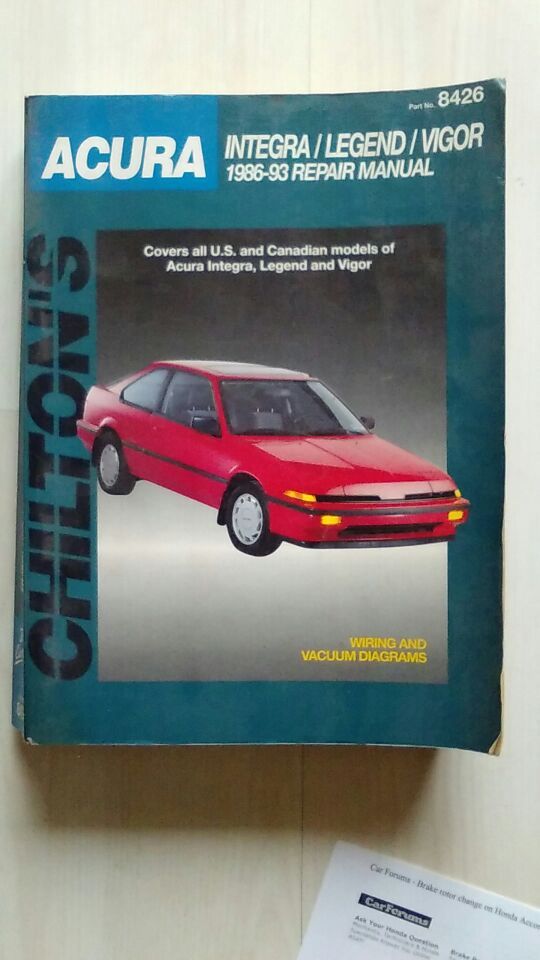 Chilton's Repair Manual for 1986-1993 Acura Integra, Legend, & Vigor