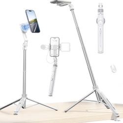 ULANZI TT88 Magnetic Tripod for iPhone 17, 57" Extendable Selfie Stick w Remote, 2-in-1 Phone Clip & Dual Cold Shoe Mounts-Lightweight Phone Tripod St