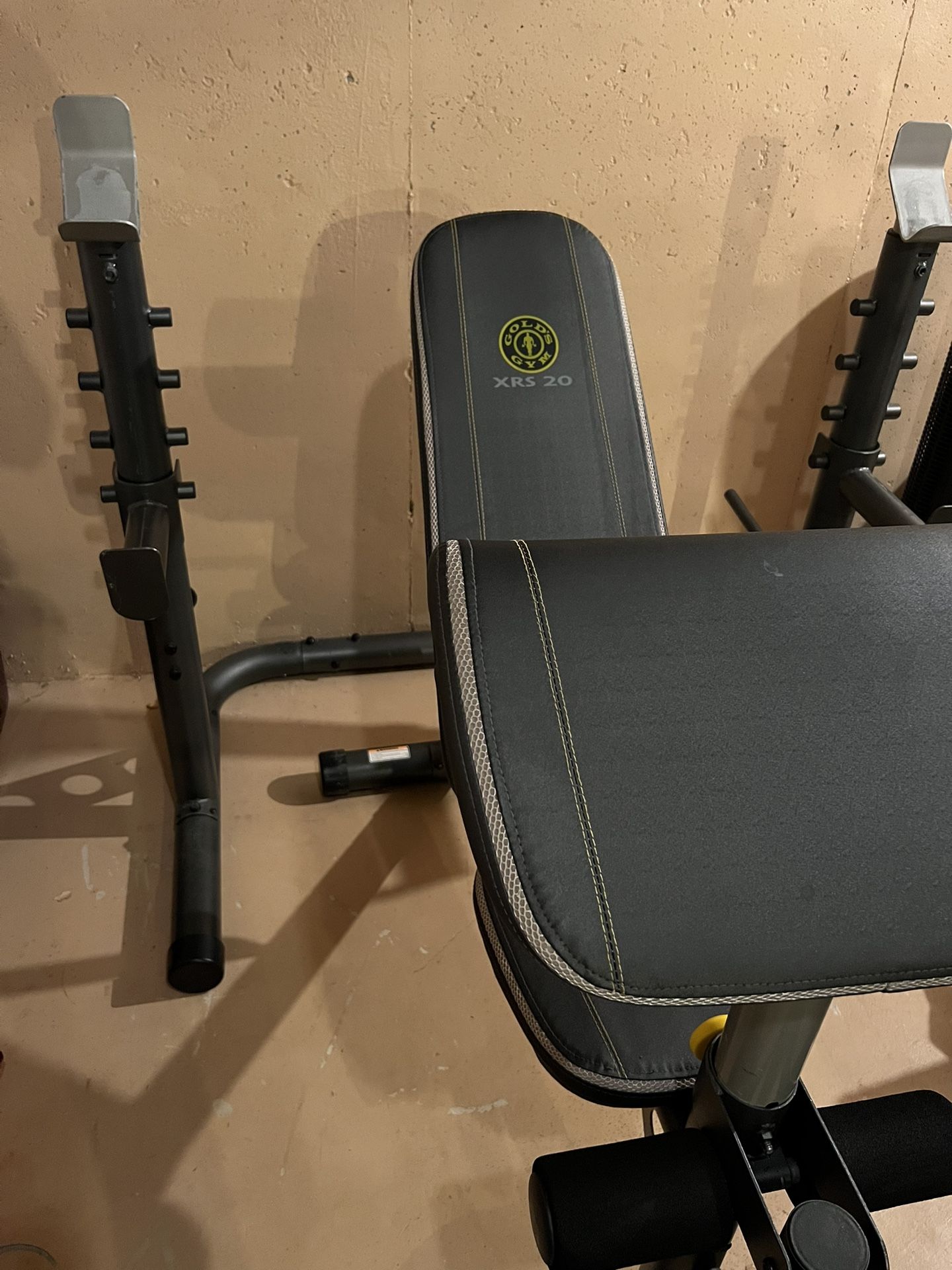 Gold's Gym XRS 20 Adjustable Olympic Workout Bench with Squat Rack, Leg Extension, Preacher Curl, and Weight Storage