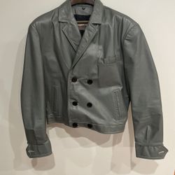 Vintage Jean Pierre Mens Gray Leather Jacket, 42 Genuine Leather