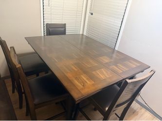 Solid Wood Counter Height Dining Set with Leaf Extension & Storage Bench