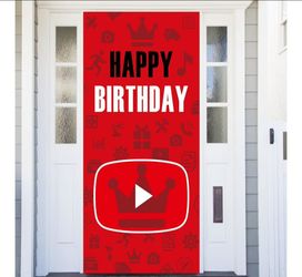 YouTube Theme Happy Birthday Door Banner