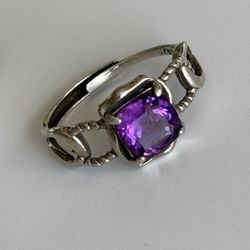 Amethyst Ring 💍💜 S 925 Silver Adjustable (size 8 )