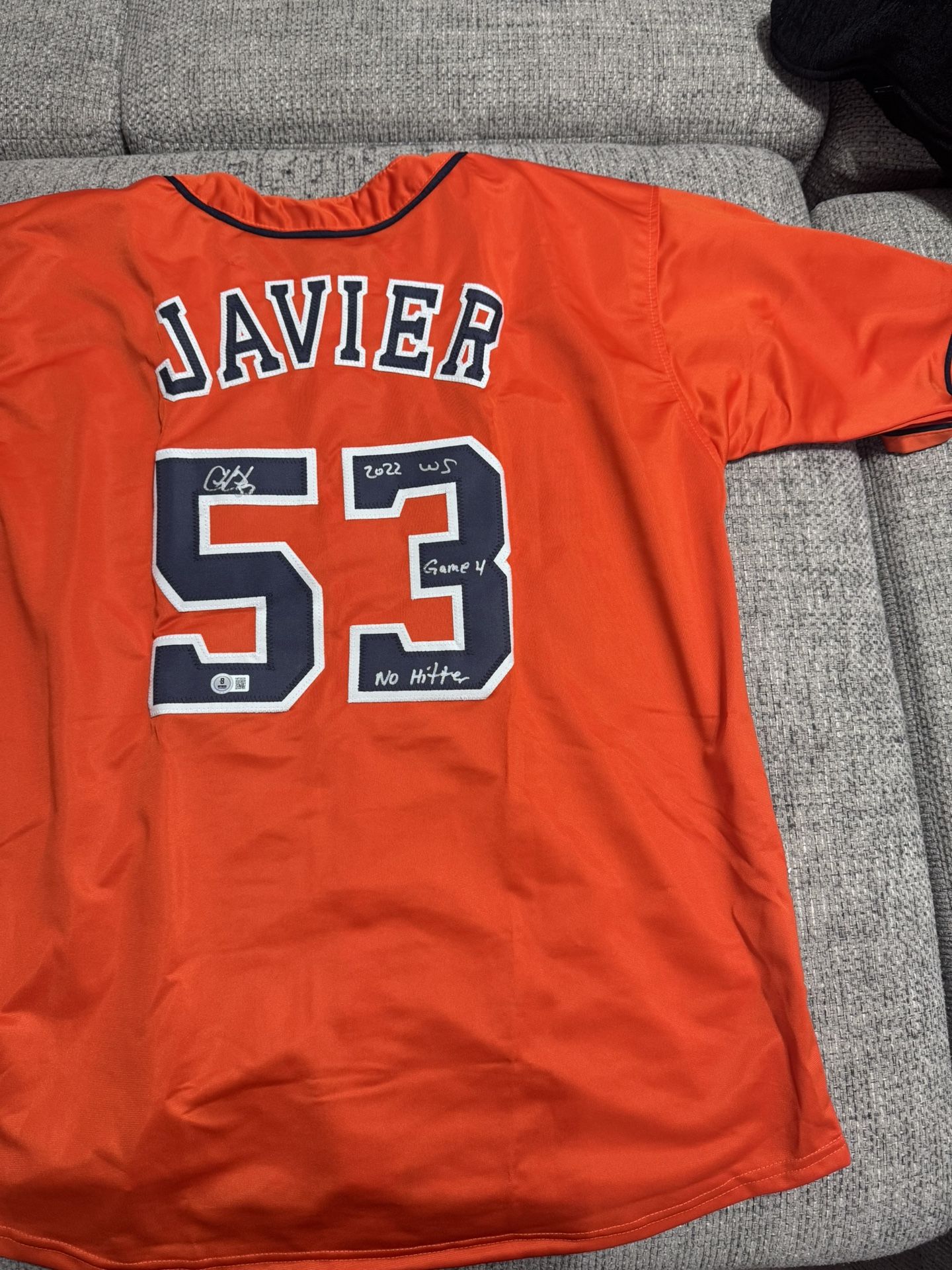 CHRISTIAN JAVIER Signed Autograph Custom World Series No Hitter Jersey - Beckett