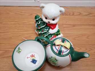 Christmas Ceramic Teapot with decorative