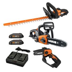 Worx 22" Hedge Trimmer, 5" Pruning Saw, 10" Cordless Chainsaw Combo Kit $199.99