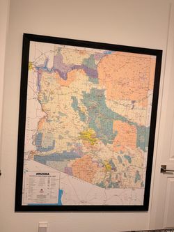 Framed Arizona Highways and Roads Wall Map