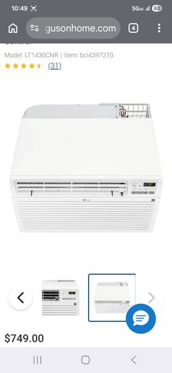 New LG 14,000 BTU 230V Through-the-Wall Air Conditioner Unit Cools 700 Sq. Ft. with Dehumidifier in White