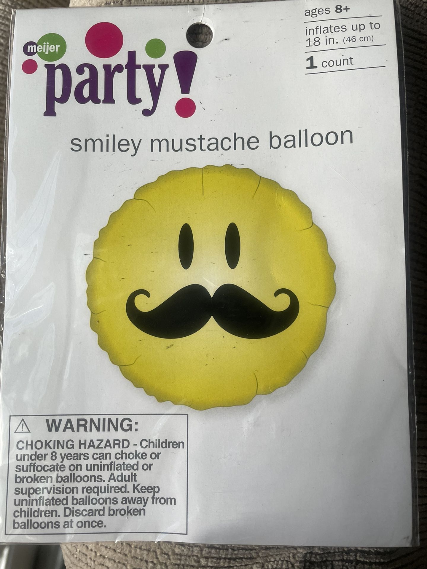 Party Smiley Mustache Balloon 18 In.