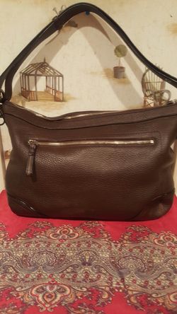 AUTHENTIC COACH BROWN LEATHER SHOULDER HANDBAG LARGE.