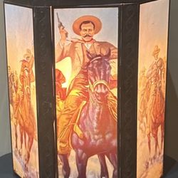 Pancho Villa 1915 Iron Vintage And Color Glass Fixture