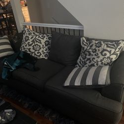 Living Room Set (sofa, loveseat, cocktail table, 2 end tables, and 2 lamps)