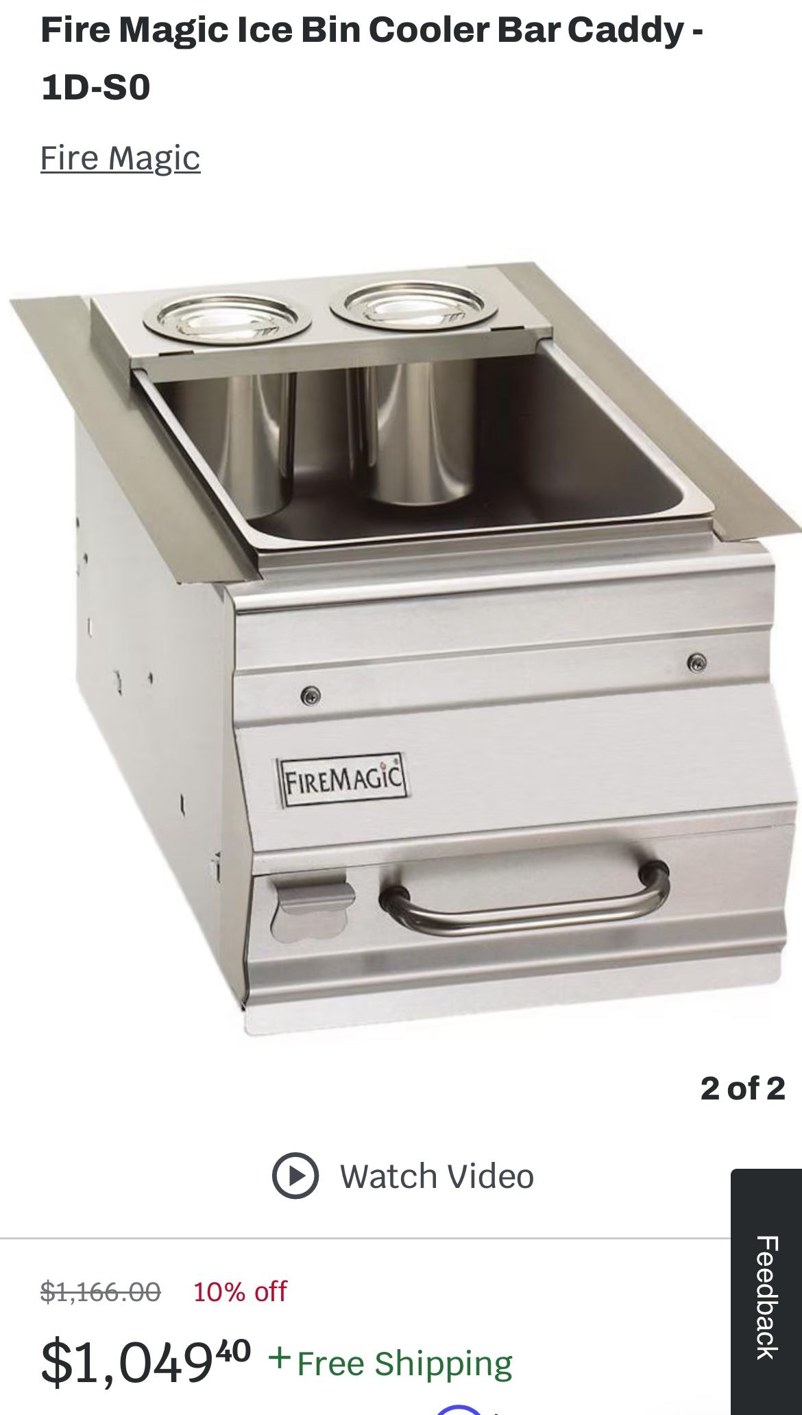 Stainless Steel Fire Magic Ice Bin Cooler (used)