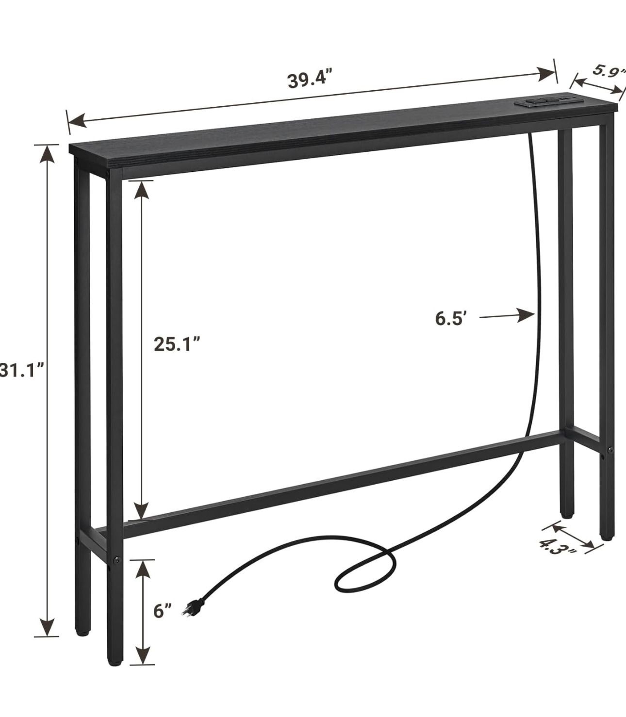 Couch Slim Table With Charging Station 30x40 Ish