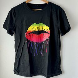 Lip Print Shirt, XL