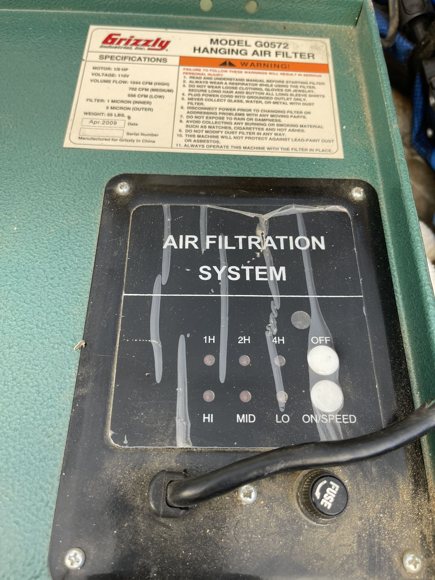 Grizzly G0572 Hanging Air Filter