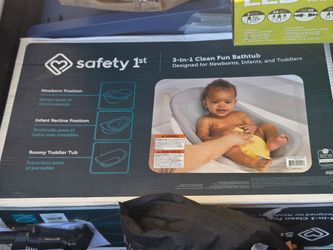 Safety 1st 3-in-1 Clean Fun Plastic Rigid Baby Bathtub, Harbor Mist