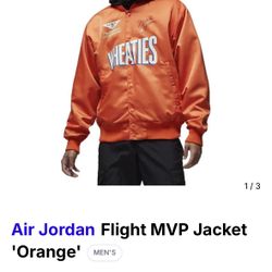 SIGNED COLLECTORS Air Jordan MVP Limited Edition //  Tangerine Orange Wheaties Bomber Jacket