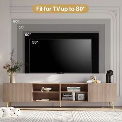 Modern 86in TV Stand for Living Room, Walnut