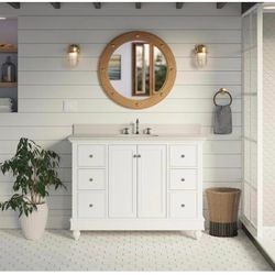 48” Bathroom Vanity – White Base & Quartz Top “open box” $1200 Retail - Delivery Available