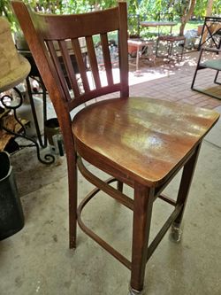 Wooden Bar Stool with Slatted Back