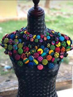 Buttons and beads cape