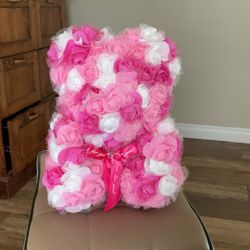 valentines day pink flower bear