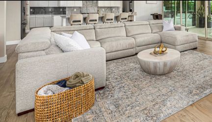 Modern Designer Power Reclining Sectional with Cushy Chaise