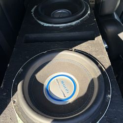 2 12’ Subwoofers In Box With Amp 