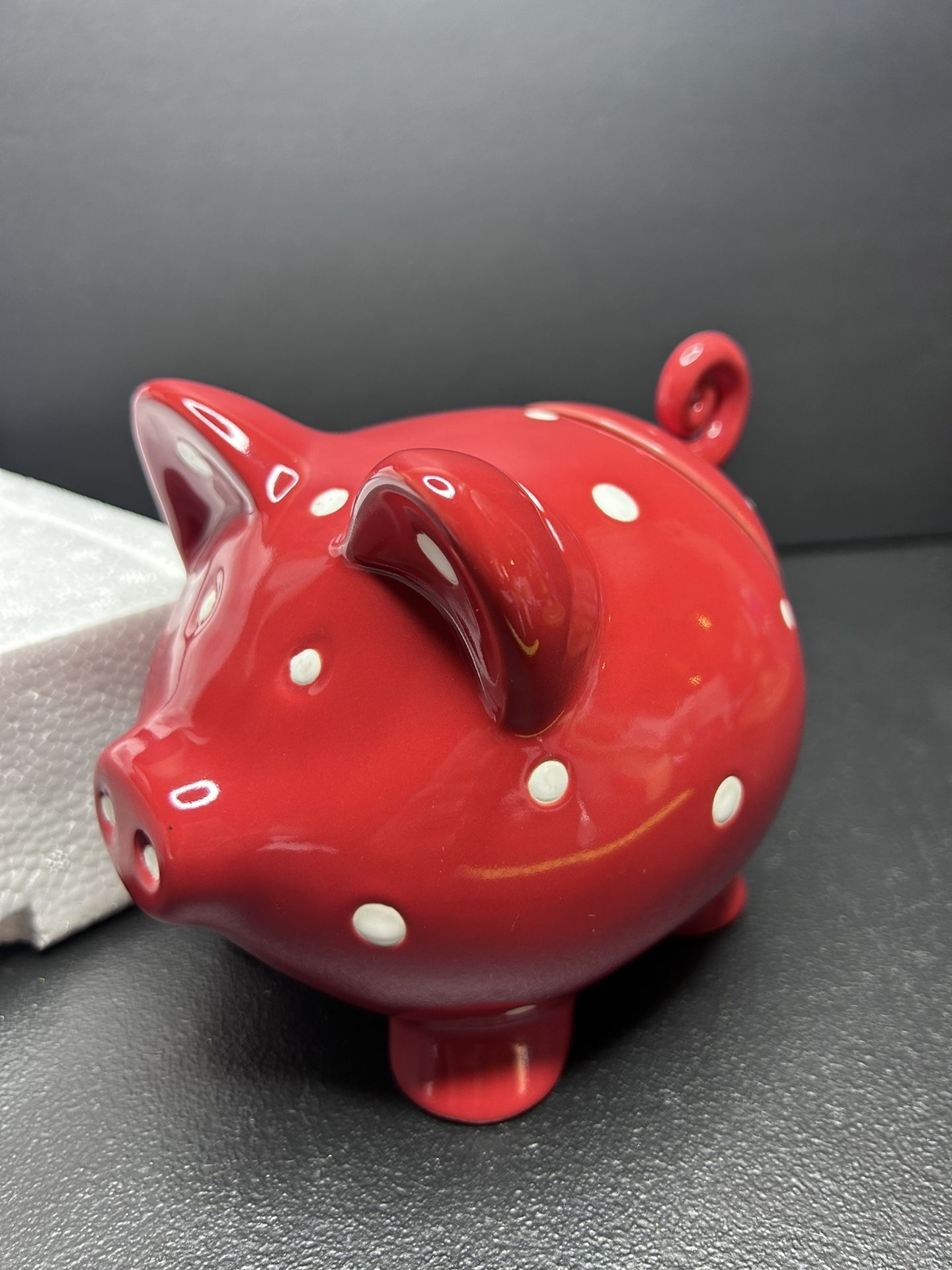temp-tations polka dot pig salt spice holder - red whote - new