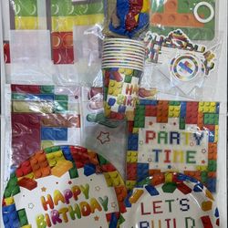 10Guests Building Blocks Birthday Party Supplies (New, Unopened)