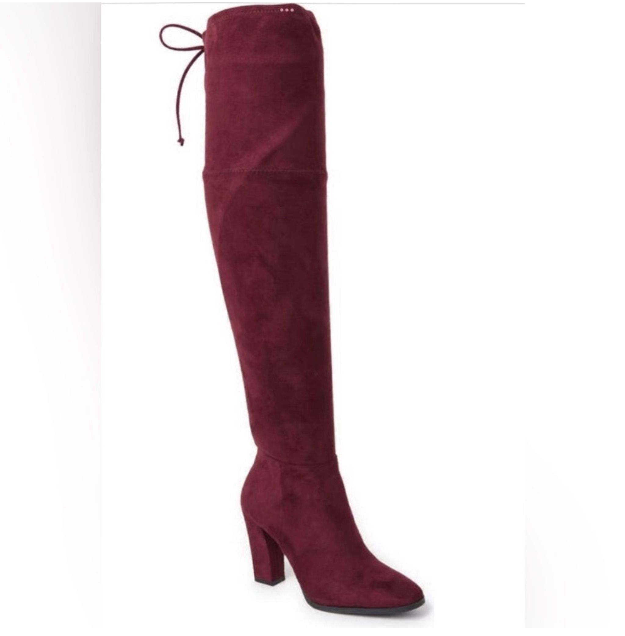 VINCE CAMUTO Tapley Thigh-High Boots – Size 7M Color: Elderberry (Burgundy Stretch Suede) Item #: (contact info removed) | Retail: $179