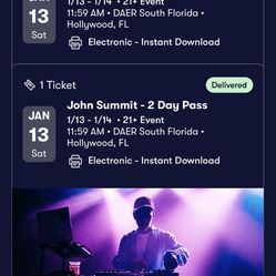 (2) John Summit Tickets - Daer Nightclub 1/14/24