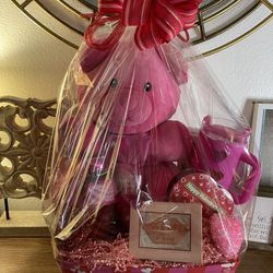 Custom Valentines Gift Basket Pink Teddy & B&BW💓