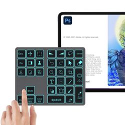 Bluetooth Shortcut Keyboard for Adobe Photoshop for PC Computer, Desktop, iPad & MacBook, PS Shortcut Hotkeys Keypad Rechargeable with 7-Color Backlit