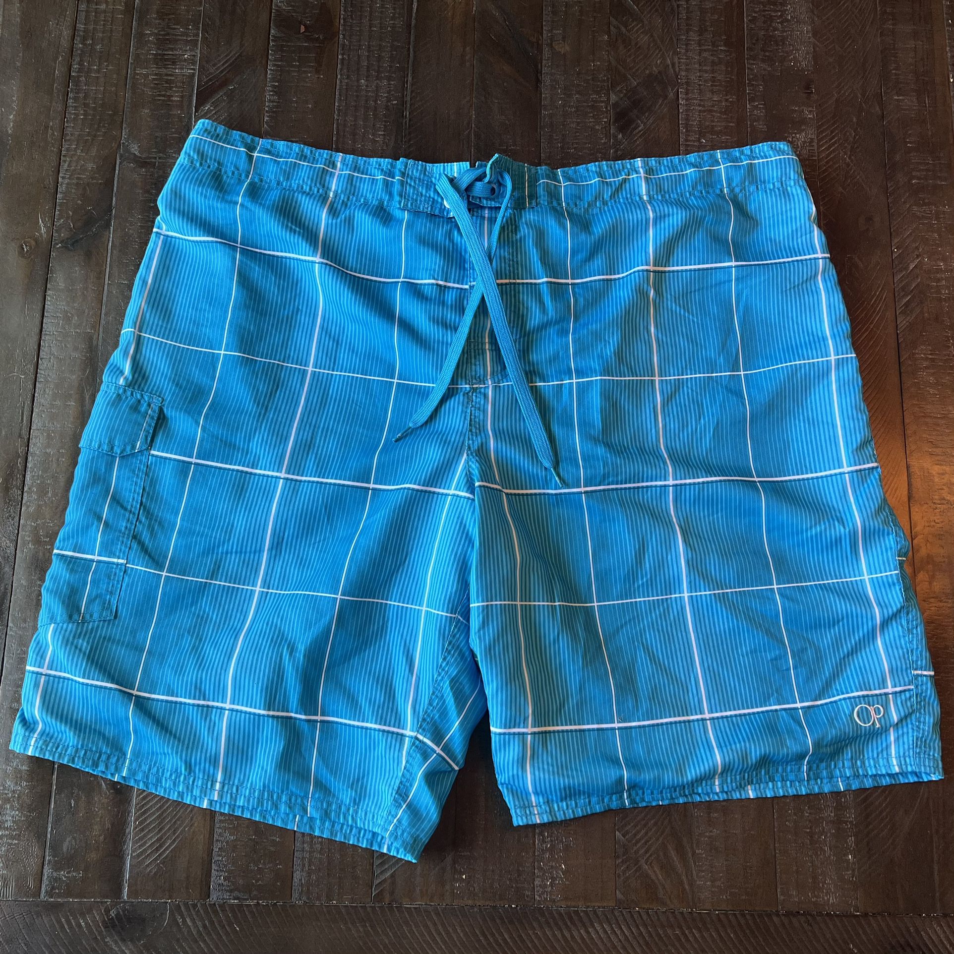 OP Ocean Pacific Men’s Shorts Swim Trunks Mesh Lined 3XL Blue 48-50.