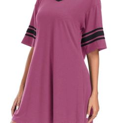 Womans Soft Comfy Nightshirt Vneck Size Medium Rayon & Polyester 
