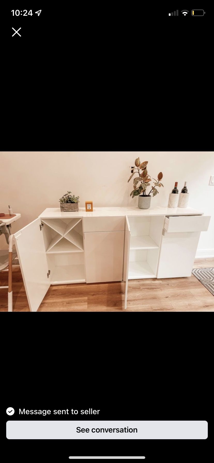 Mini Bar From CB2 - High Gloss White Finish