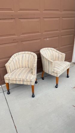 Pair of Vintage Barrel Accent Chairs