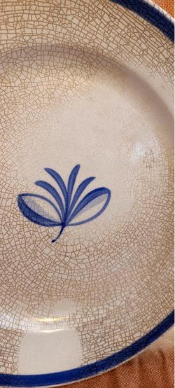 Vintage Ceramic Plate with Blue Floral Design