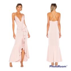 NBD light me up blush ruffle dress