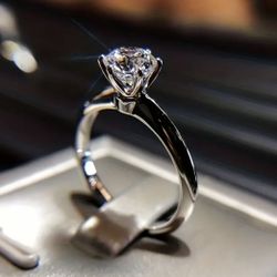 New 18k White Golf Engagement Ring 