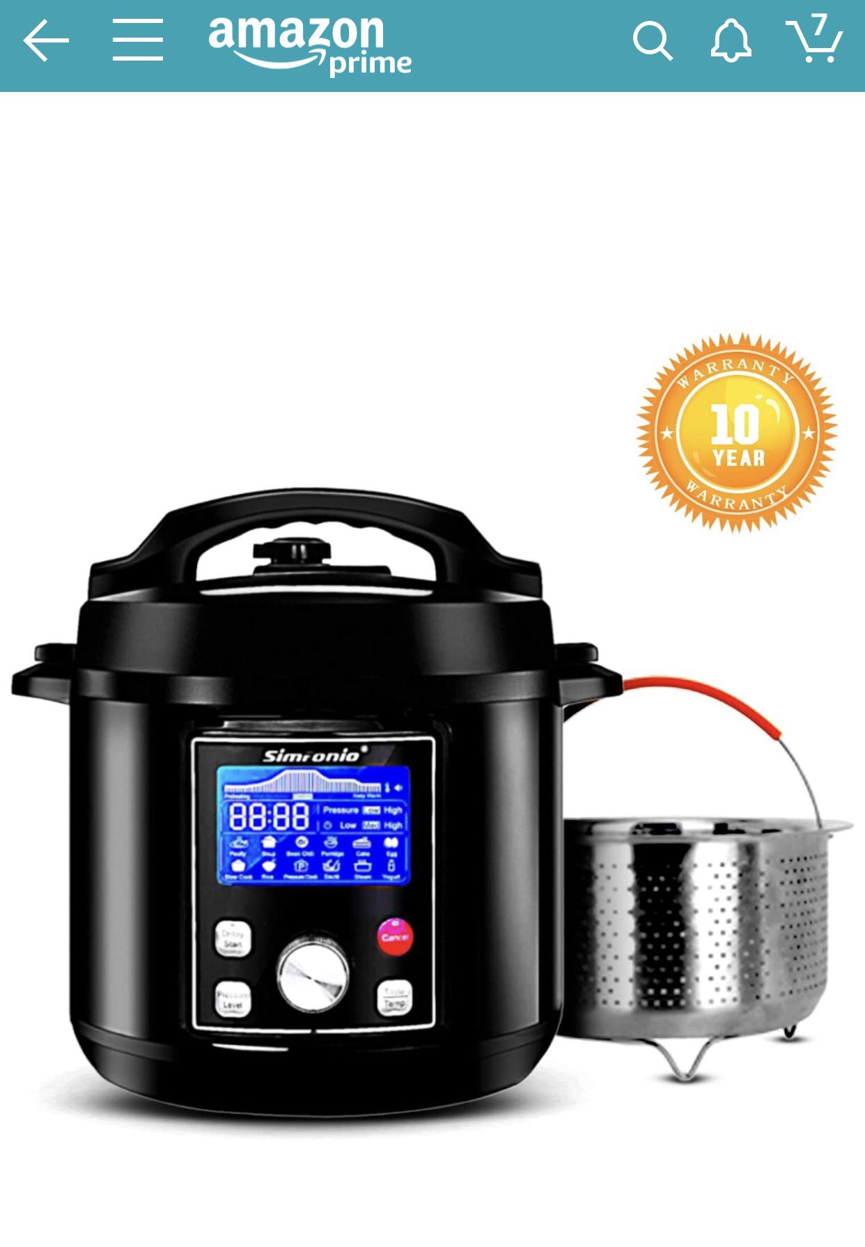 Simfonio Electric Pressure Cooker 6QT 10 in 1 Olla reina - Olla Multiuso Stainless Steel Hot Pot