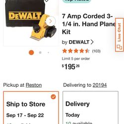 Dewalt Hand Planer Kit 